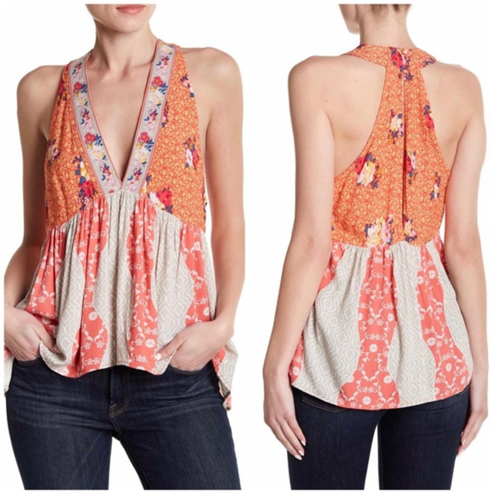 FREE PEOPLE DREAM DARLIN TANK TOP ORANGE